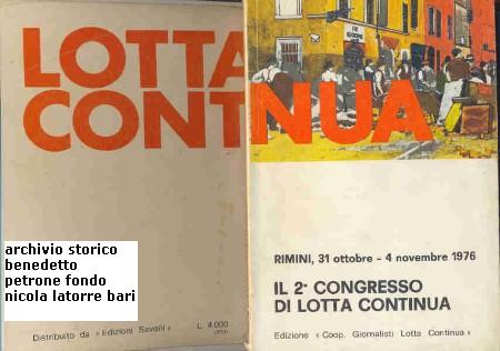 LIBRI SU LOTTA CONTINUA NELL ARCHIVIO STORICO BENEDETTO PETRONE A BARI